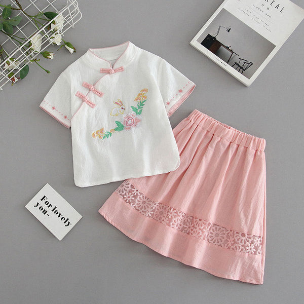 Children's cheongsam summer 2025 new girls' Tang suit cotton and linen baby Hanfu Chinese style children's dress