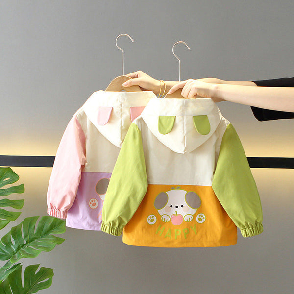 Boys and girls,  clothes, new boys cute cartoon hooded jacket girls fashion cardigan jacket