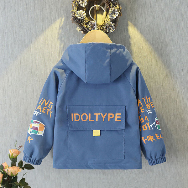 2025 Boys’ Thin Hooded Jacket – Korean Style Spring and Autumn Breathable Casual Coat for Kids