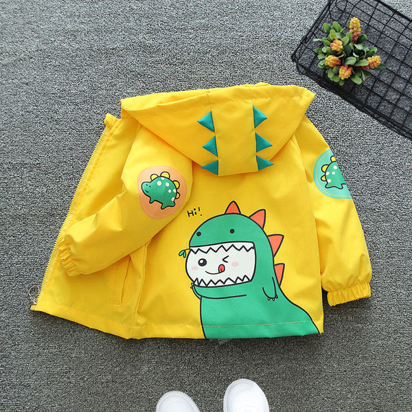 Boys' small trench coat spring new 2025 cardigan small and medium children's hooded jacket Korean version fashion jacket