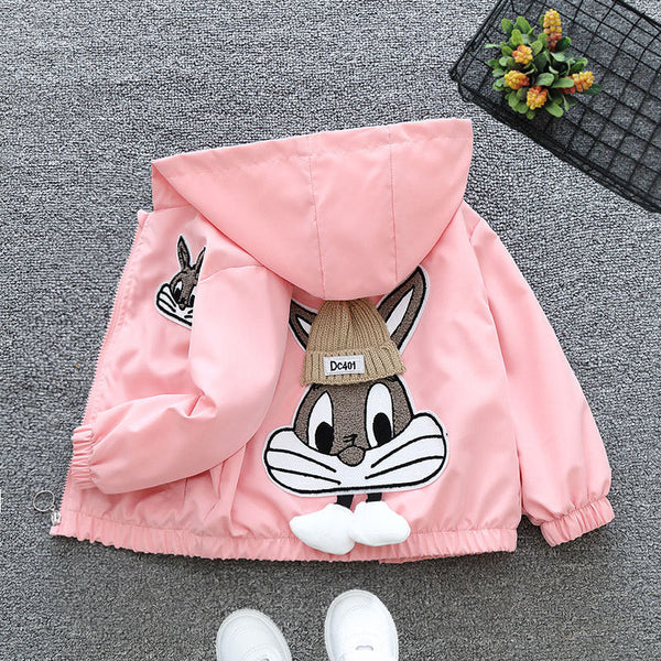 Girls spring and autumn hooded jacket 2025 new children's spring clothes little boys trench coat jacket trendy top Korean version