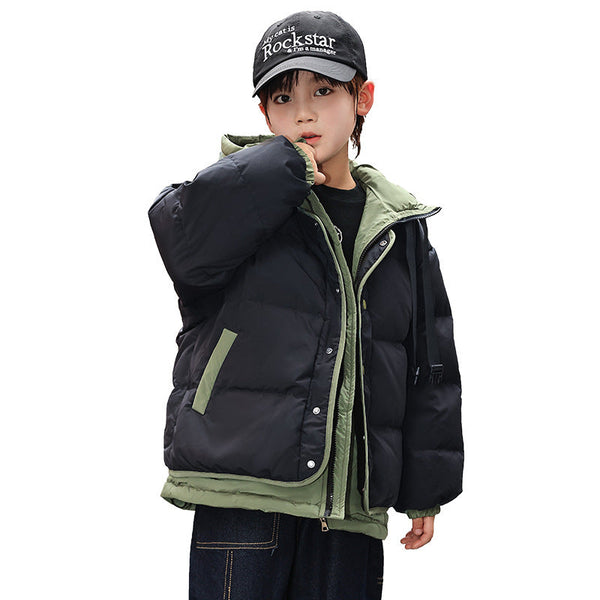 2025 Boys’ Winter Down Cotton Jacket – Thick Warm Trendy Coat for Kids and Older Boys