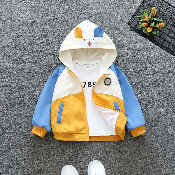 2025 Kids Jacket – Cartoon Hooded Color-Block Trench Coat Baby & Children’s Fashion Outerwear