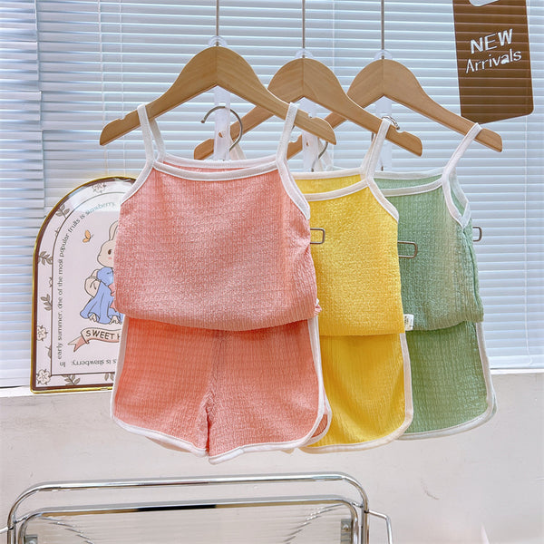Children's suspender set summer new girls vest shorts two-piece set baby thin summer children's clothing