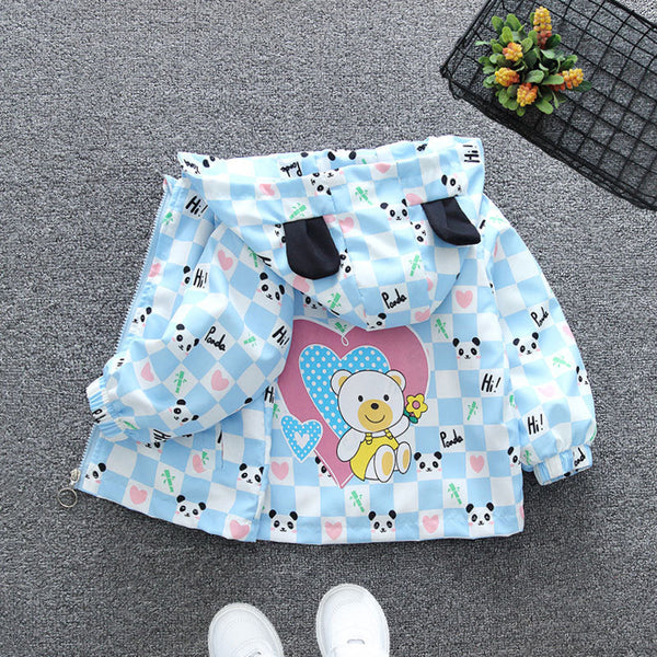 Girls' coat spring and autumn 2025 new thin medium and children's hoodie jacket top small children's Korean version