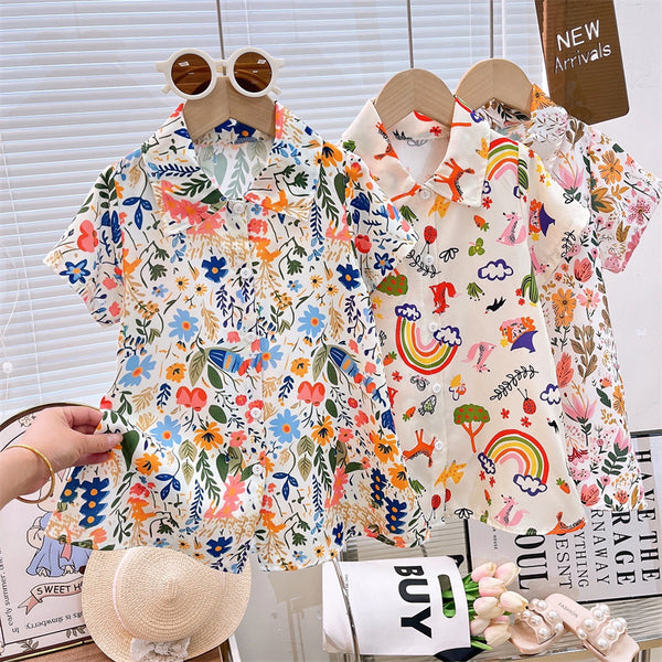 Girls skirt summer new 2025 baby girl shirt skirt cardigan skirt thin girls dress children's skirt