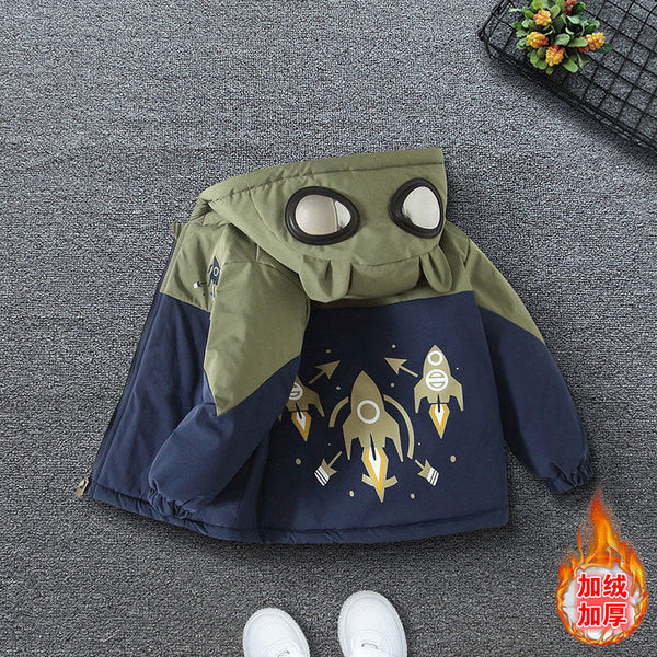 Children's clothing boys autumn and winter coat 2025 new boys winter cotton clothes piled and thickened pie to overcome the tide of cotton clothes