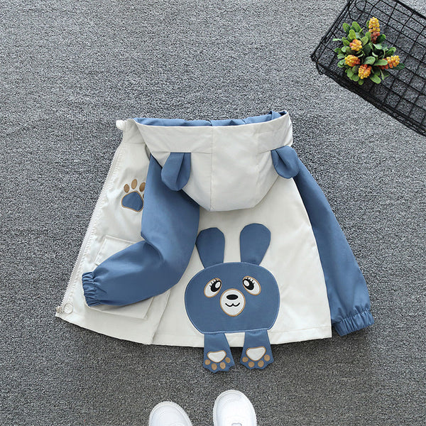 Children's coats spring and autumn 2025 men's and women's treasure color matching cartoon jackets and tops boys' weaving children's clothing cross-border hot-selling