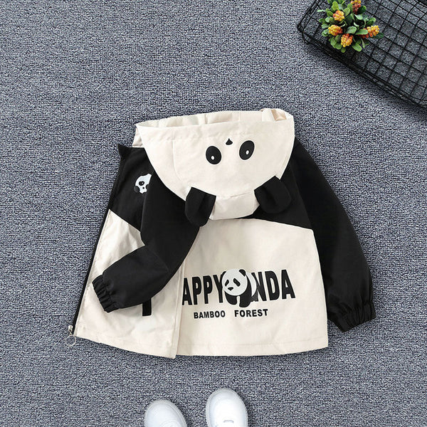 Boys 2025 spring and autumn children's clothing hooded jacket new children's girls cute letter print long sleeve jacket