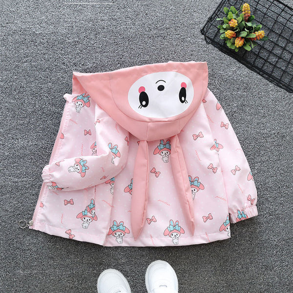 Children's cartoon rabbit jacket spring and autumn new girls' top men's treasure hooded trench coat casual jacket cute treasure