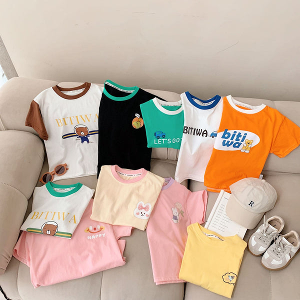 Children's short-sleeved t-shirt summer pure cotton new boys' top Korean version of girls' half-sleeved clothes summer children's clothing