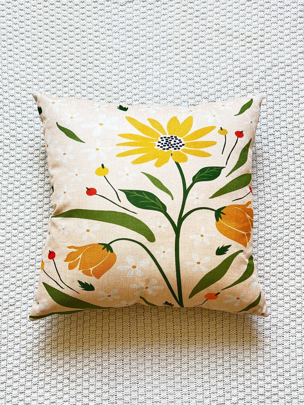 1pc Flower Print Cushion Cover Without Filler - Negative Apparel