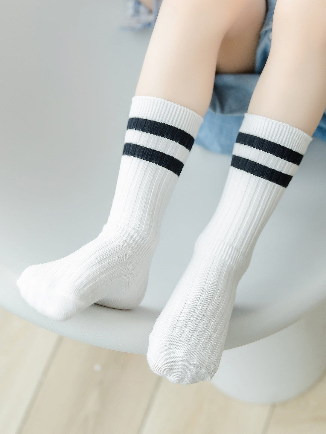 2pairs Kids Striped Ankle Socks - Negative Apparel