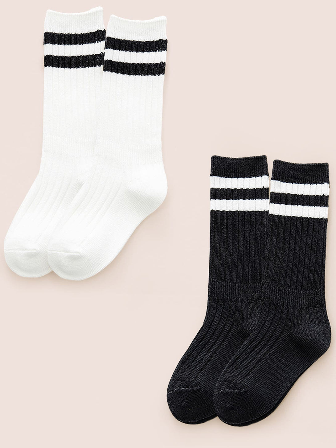 2pairs Kids Striped Ankle Socks - Negative Apparel