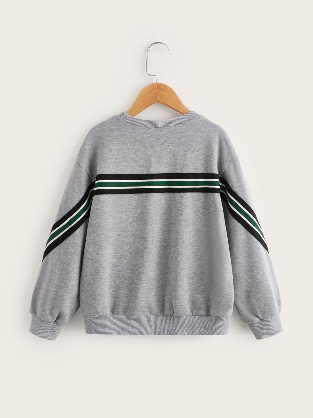 Boys Letter Graphic Striped Tape Drop Shoulder Sweatshirt - Negative Apparel