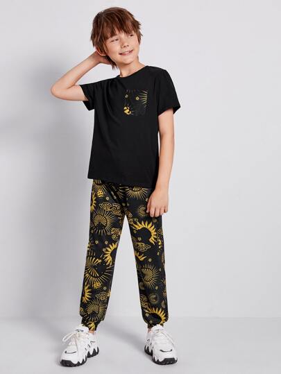 Boys Printed Tee and Trousers - Negative Apparel