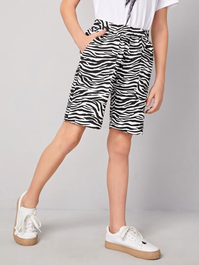 Boys Zebra Striped Shorts - Negative Apparel