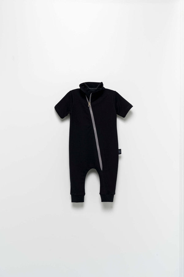 Collar-up side zipper playful Jumpsuit for toddler girls and boys - Negative Apparel