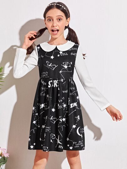 Girls Full Sleeves Logo Dress - Negative Apparel