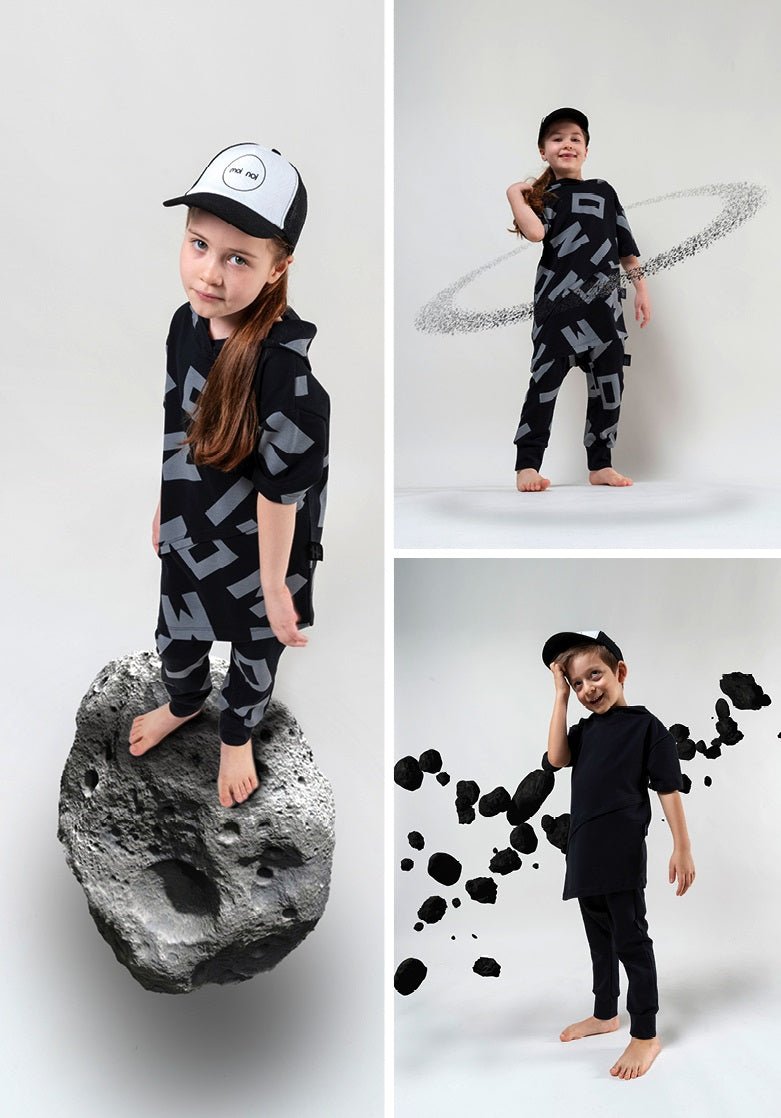 Hip hop short sleeve hoodie top with pajama pants for boys and girls. - Negative Apparel