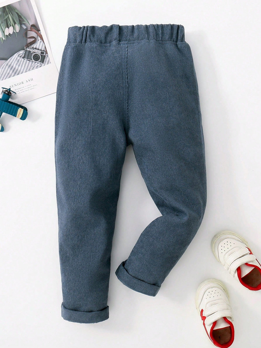 SHEIN Kids FANZEY Toddler Boys Elastic Waist Corduroy Pants - Negative Apparel