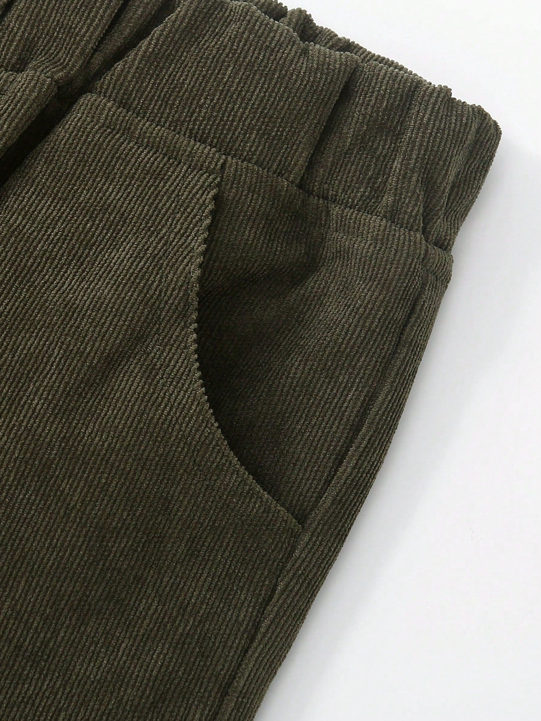 SHEIN Kids FANZEY Toddler Boys Elastic Waist Corduroy Pants - Negative Apparel