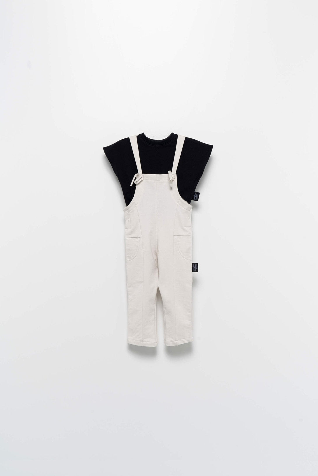 Side pocket lace-up dungaree jumpsuit paired with plain T-Top - Negative Apparel