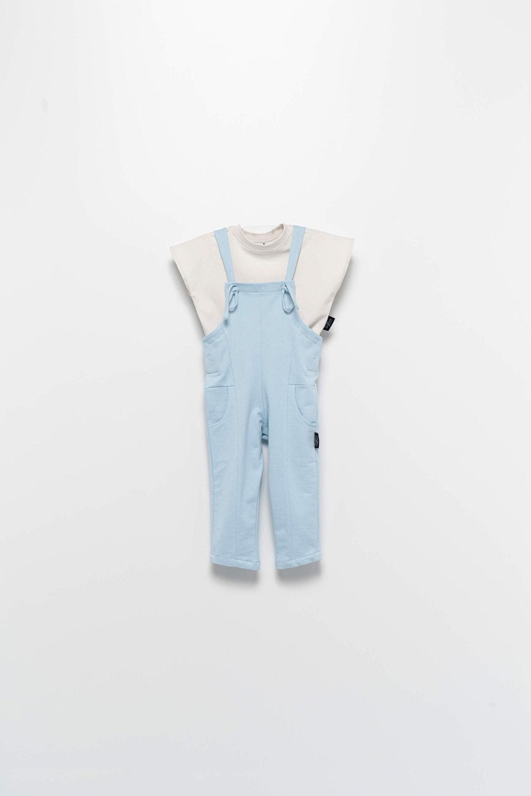 Side pocket lace-up dungaree jumpsuit paired with plain T-Top - Negative Apparel