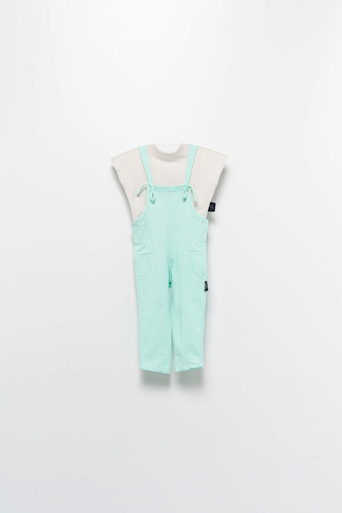 Side pocket lace-up dungaree jumpsuit paired with plain T-Top - Negative Apparel