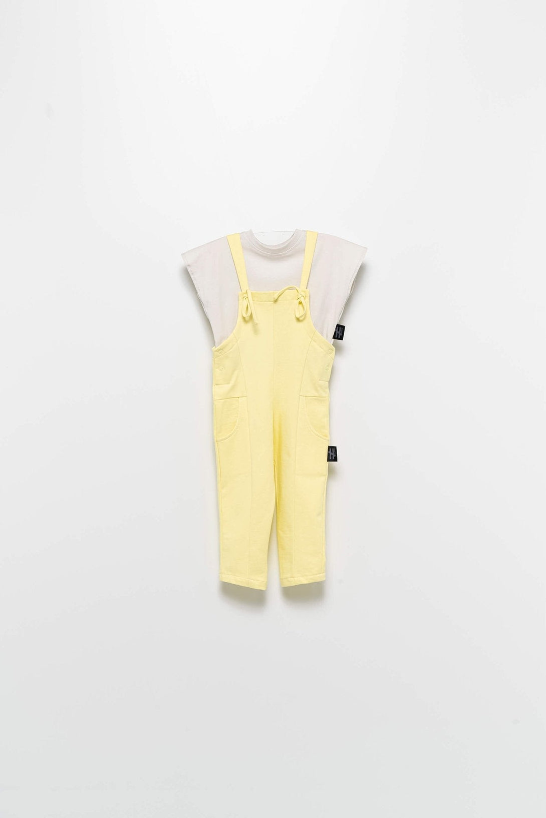 Side pocket lace-up dungaree jumpsuit paired with plain T-Top - Negative Apparel