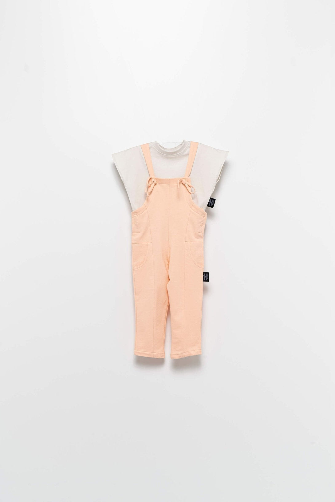 Side pocket lace-up dungaree jumpsuit paired with plain T-Top - Negative Apparel