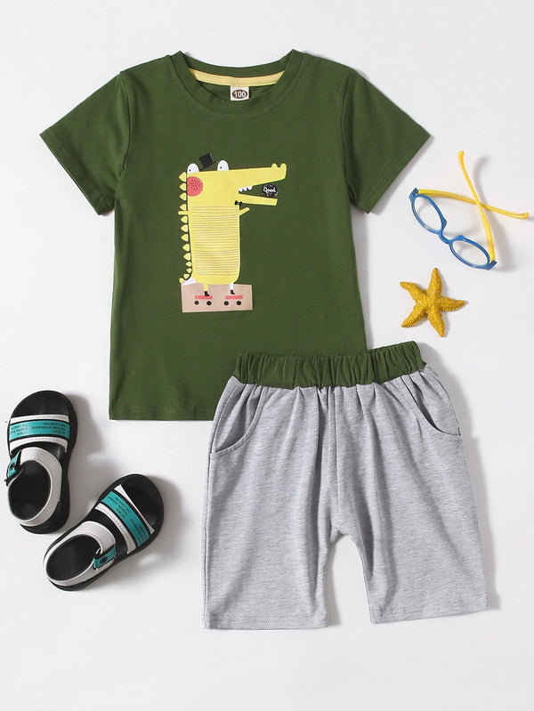 Toddler Boys Cartoon Graphic Tee & Track Shorts - Negative Apparel