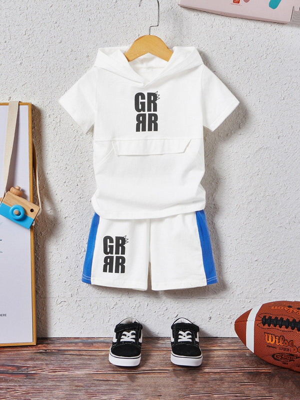 Toddler Boys Letter Graphic Hooded Tee & Track Shorts - Negative Apparel