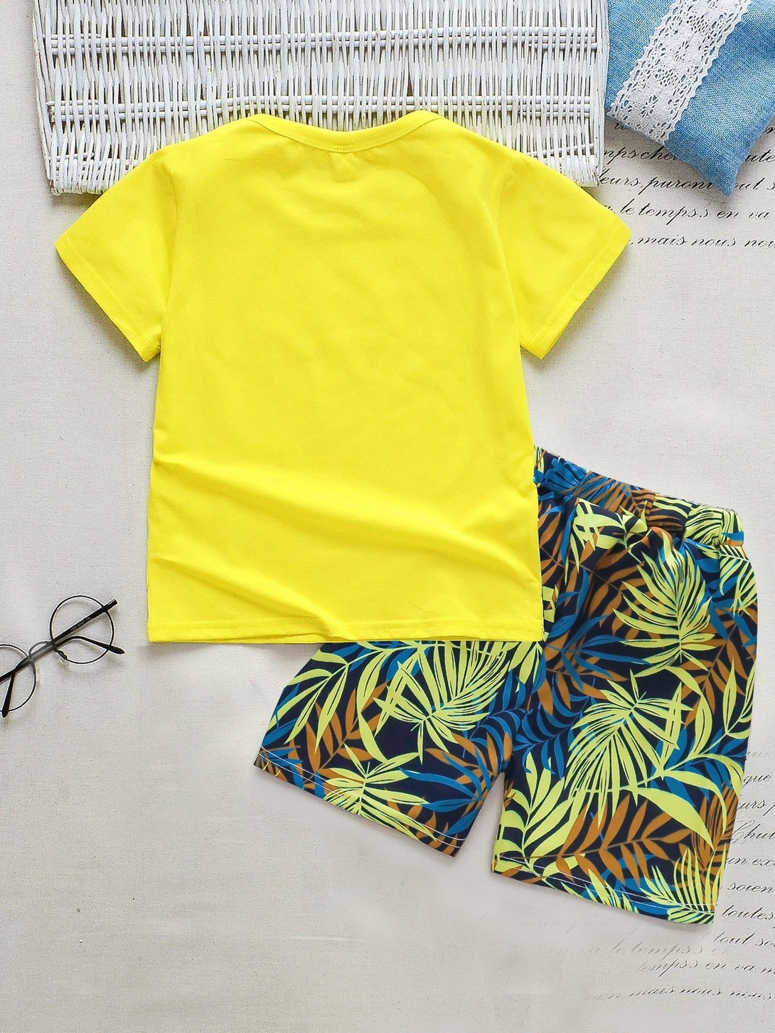 Toddler Boys Tropical & Letter Graphic Tee & Shorts - Negative Apparel