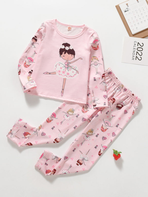 Toddler Girls Floral & Figure Graphic PJ Set - Negative Apparel