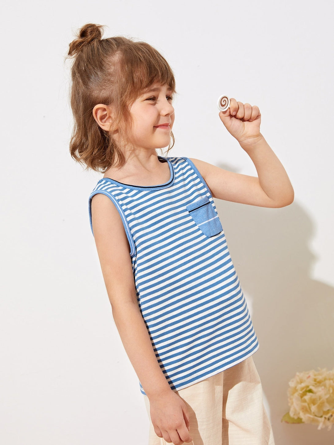 Toddler Girls Striped Pocket Detail Tank Top - Negative Apparel