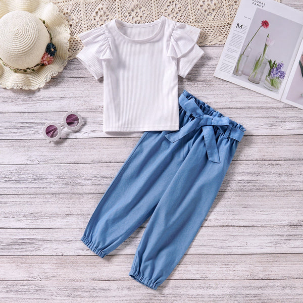 White and Blue 2 Piece Outfit - Negative Apparel