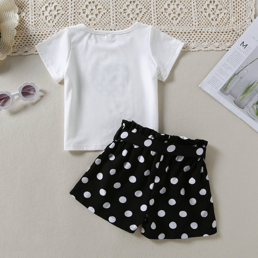 White Heart Top with Polka Dots Shorts - Negative Apparel